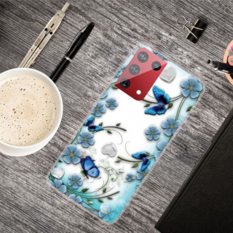 Capa Para Samsung Galaxy S21 Ultra 5G Borboletas E Flores Retrô