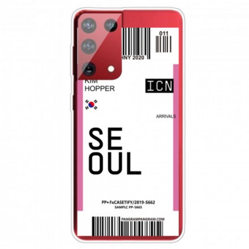 Capa Para Samsung Galaxy S21 Ultra 5G Cartão De Embarque Em Seul