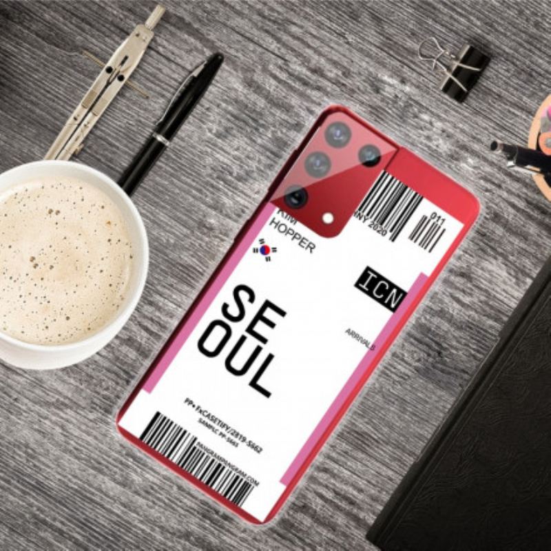 Capa Para Samsung Galaxy S21 Ultra 5G Cartão De Embarque Em Seul