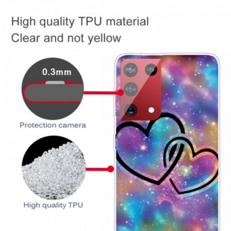 Capa Para Samsung Galaxy S21 Ultra 5G Corações Acorrentados