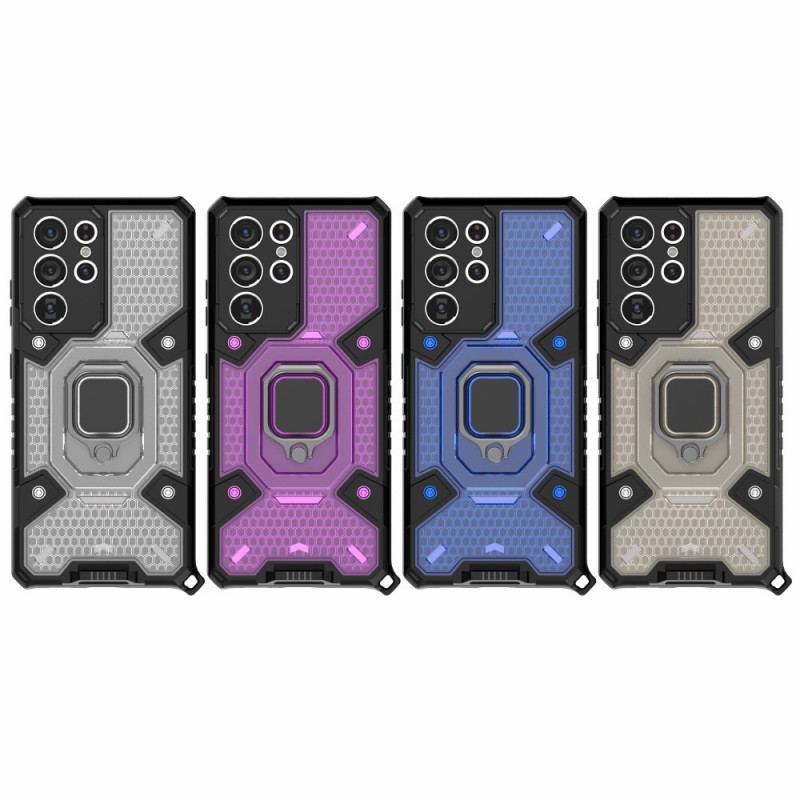 Capa Para Samsung Galaxy S21 Ultra 5G Favo De Mel Com Anel