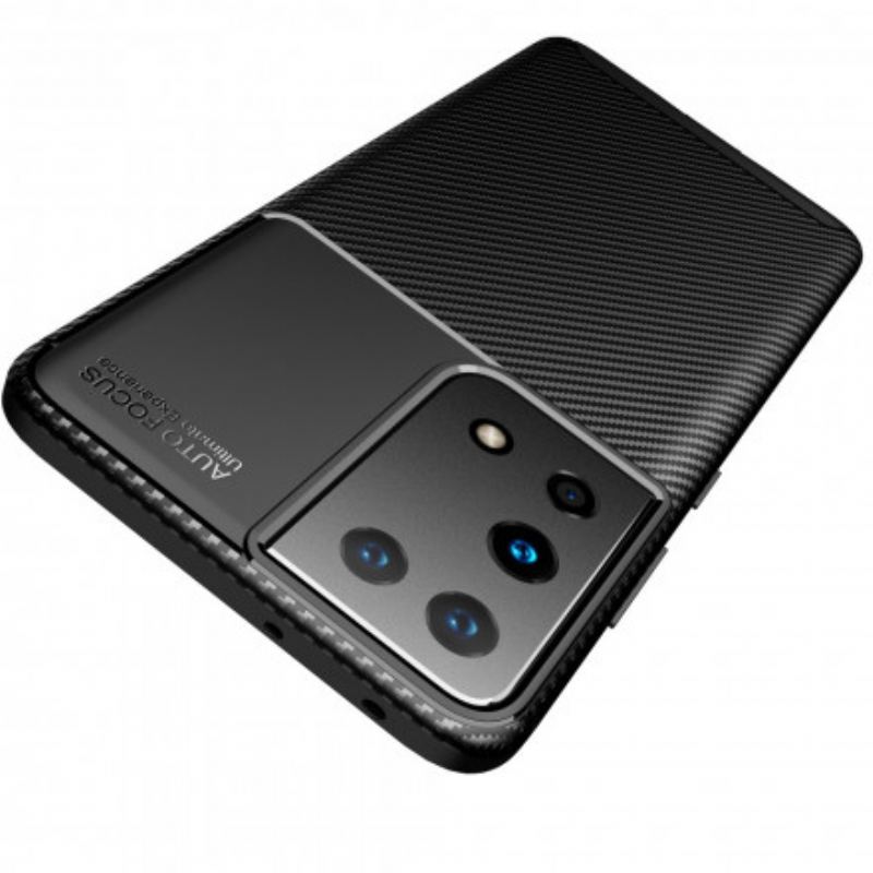 Capa Para Samsung Galaxy S21 Ultra 5G Textura Flexível De Fibra De Carbono