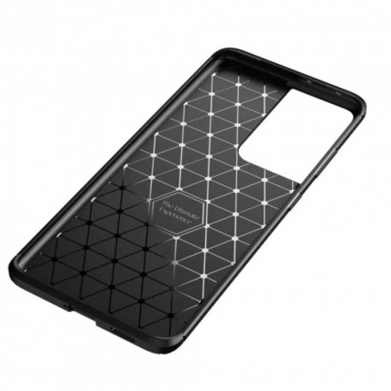 Capa Para Samsung Galaxy S21 Ultra 5G Textura Flexível De Fibra De Carbono