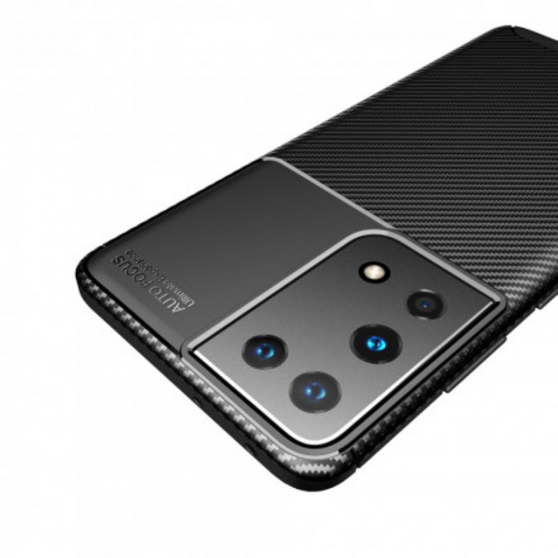 Capa Para Samsung Galaxy S21 Ultra 5G Textura Flexível De Fibra De Carbono
