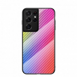 Capa Para Samsung Galaxy S21 Ultra 5G Vidro Temperado De Fibra De Carbono