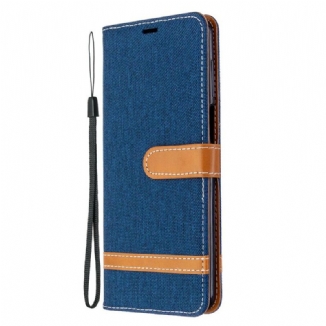 Capa De Couro Para Xiaomi Redmi Note 9S / 9 Pro De Cordão Correia Efeito Tecido E Couro