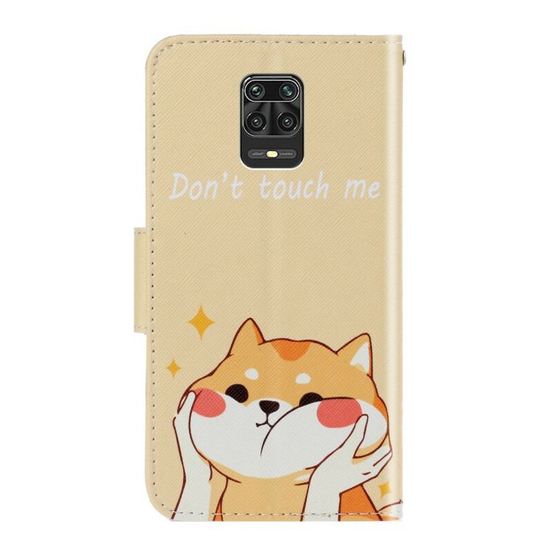 Capa De Couro Para Xiaomi Redmi Note 9S / 9 Pro De Cordão Gato Não Me Toque Com Alça