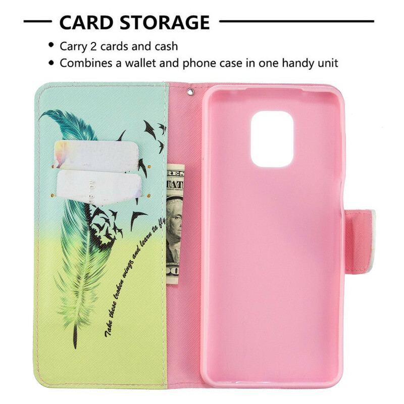 Capa Em Pele Para Xiaomi Redmi Note 9S / 9 Pro Aprender A Voar