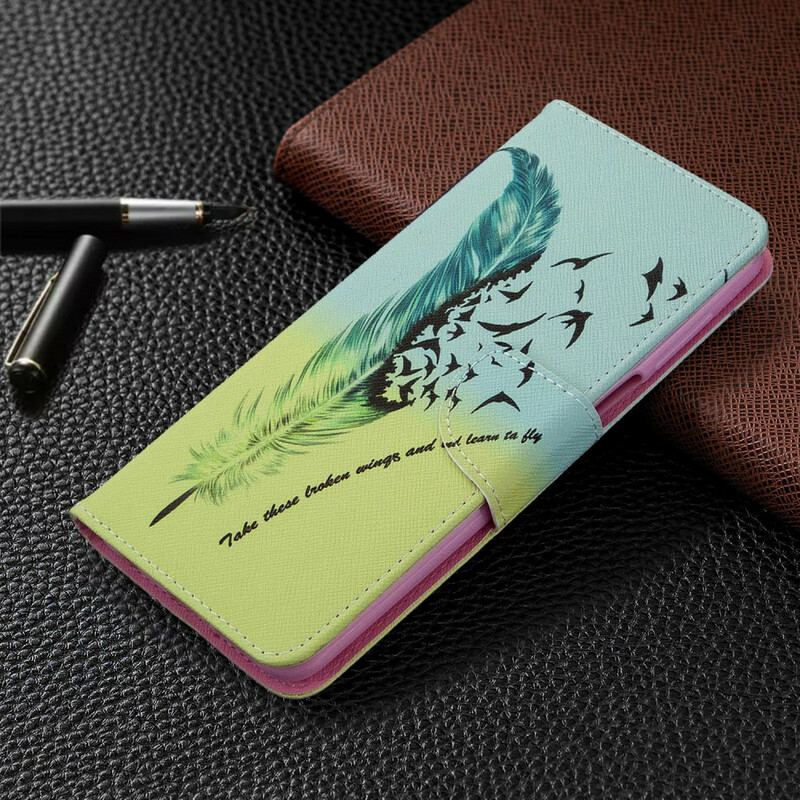 Capa Em Pele Para Xiaomi Redmi Note 9S / 9 Pro Aprender A Voar