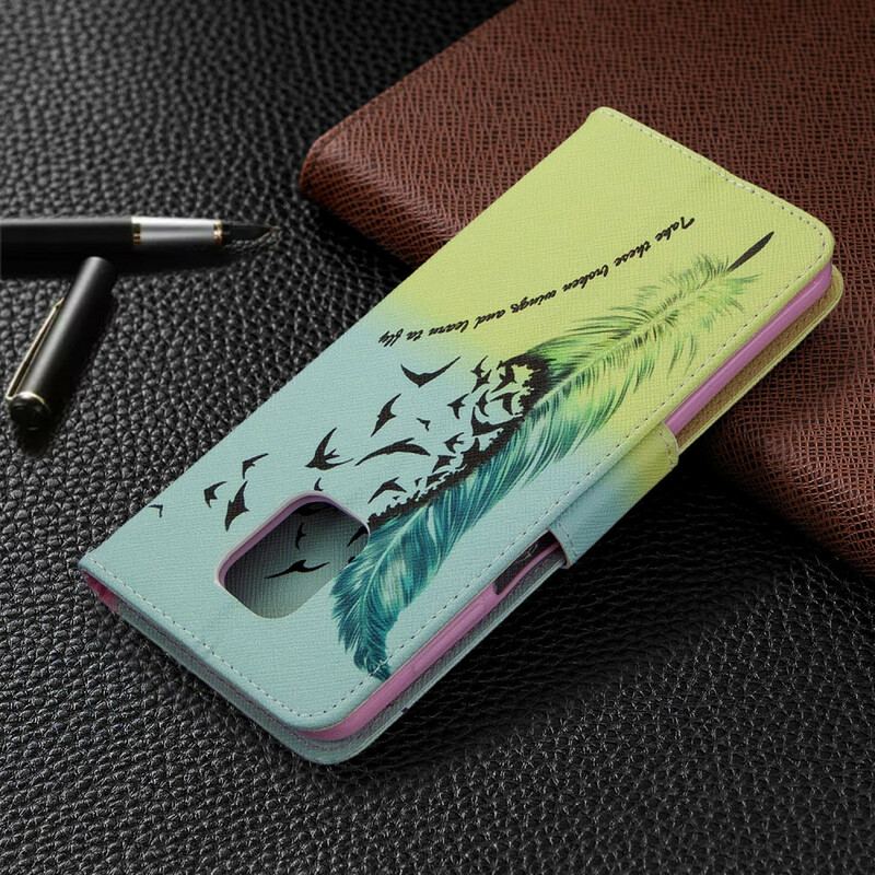 Capa Em Pele Para Xiaomi Redmi Note 9S / 9 Pro Aprender A Voar
