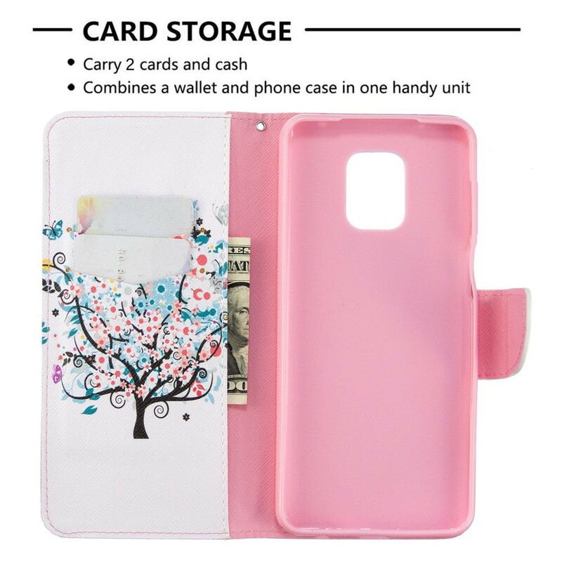 Capa Flip Para Xiaomi Redmi Note 9S / 9 Pro Árvore Florida