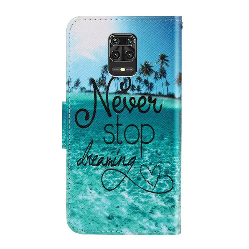Capa Flip Para Xiaomi Redmi Note 9S / 9 Pro De Cordão Nunca Pare De Sonhar Com Strappy Navy
