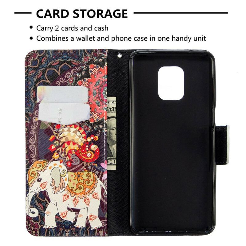 Capa Flip Para Xiaomi Redmi Note 9S / 9 Pro Elefantes Indianos
