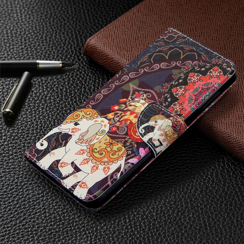Capa Flip Para Xiaomi Redmi Note 9S / 9 Pro Elefantes Indianos