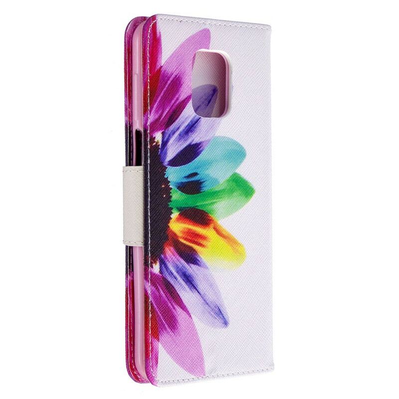 Capa Folio Para Xiaomi Redmi Note 9S / 9 Pro Flor Aquarela