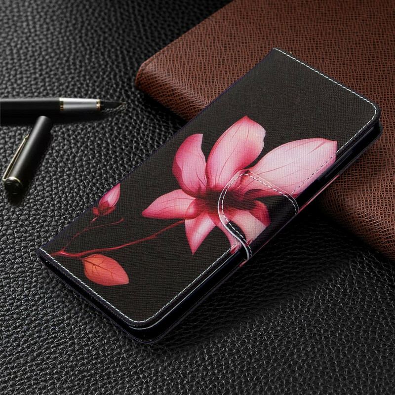 Capa Folio Para Xiaomi Redmi Note 9S / 9 Pro Flor Rosa