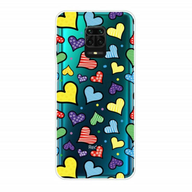 Capa Para Xiaomi Redmi Note 9S / 9 Pro Corações Multicoloridos