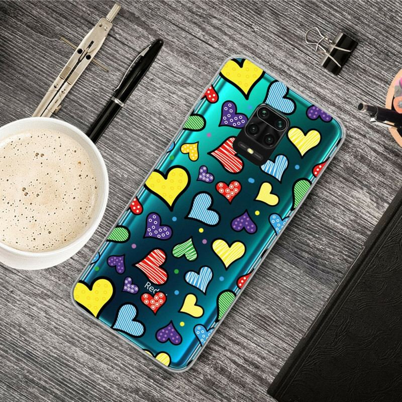 Capa Para Xiaomi Redmi Note 9S / 9 Pro Corações Multicoloridos
