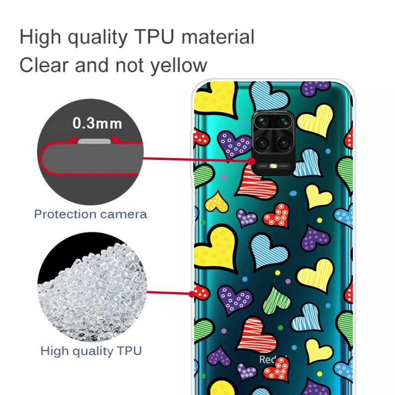 Capa Para Xiaomi Redmi Note 9S / 9 Pro Corações Multicoloridos