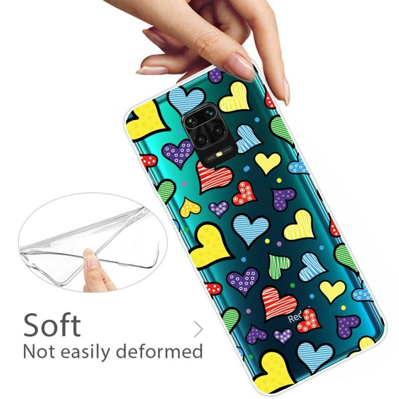 Capa Para Xiaomi Redmi Note 9S / 9 Pro Corações Multicoloridos