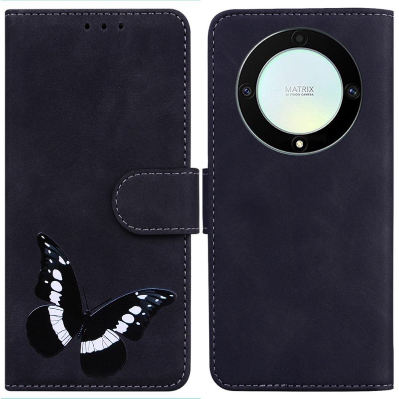 Capa De Couro Para Honor Magic 5 Lite Desenho De Borboleta