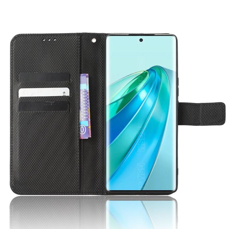 Capa Folio Para Honor Magic 5 Lite De Cordão Couro Falso Estiloso Com Tiras