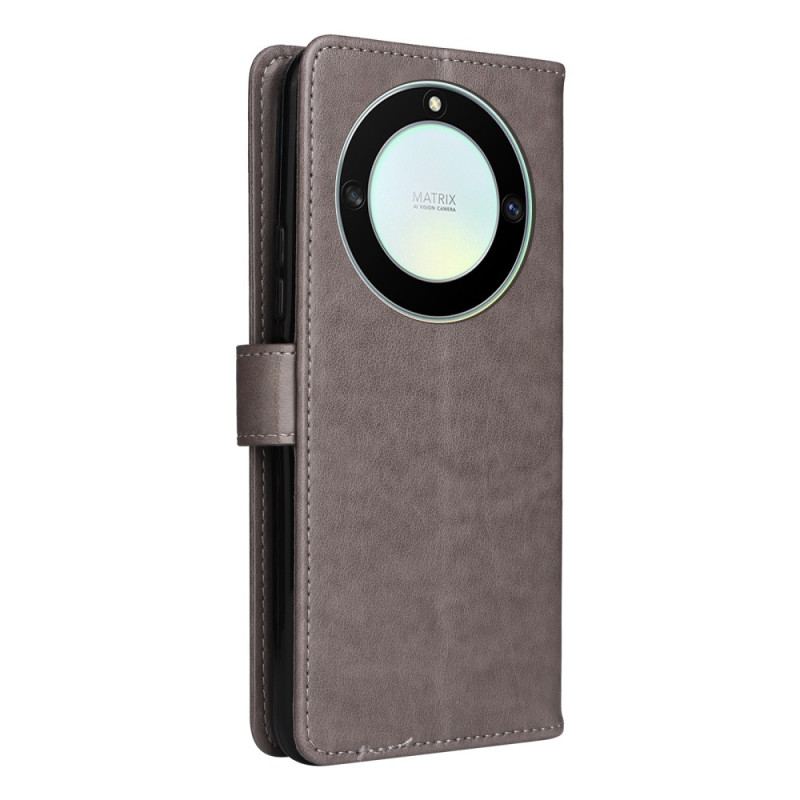Capa Folio Para Honor Magic 5 Lite De Cordão Gato E Abelha Com Cordão