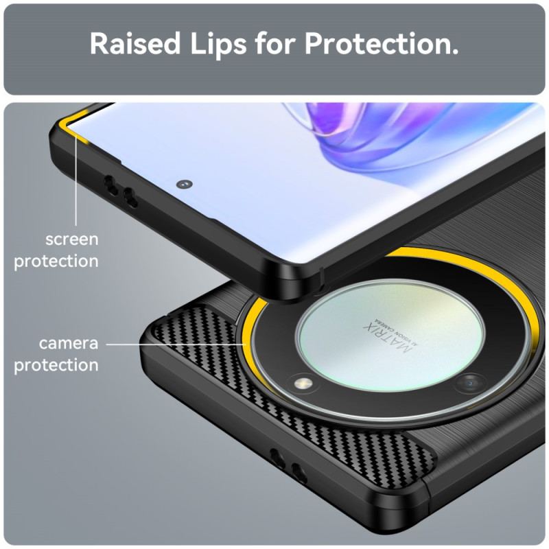 Capa Para Honor Magic 5 Lite Fibra De Carbono Escovada