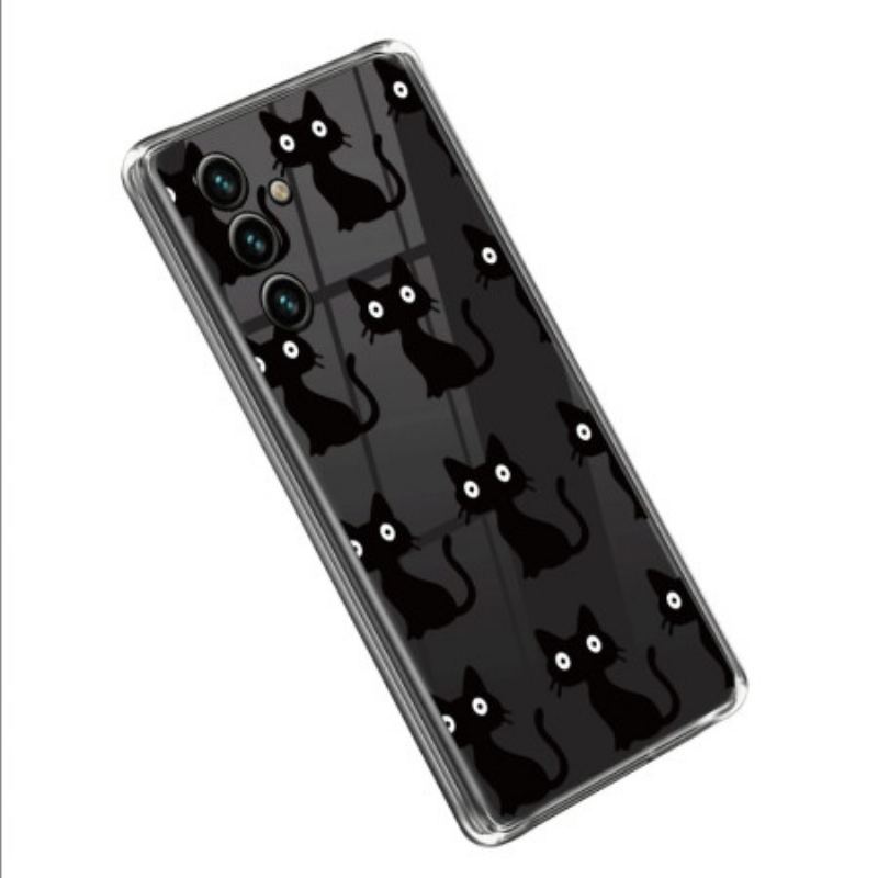 Capa De Celular Para Samsung Galaxy A14 / A14 5G Gatos Pretos Sem Costura