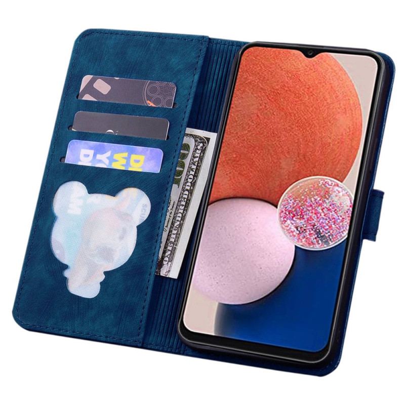 Capa De Couro Para Samsung Galaxy A14 / A14 5G De Cordão Fio Dental Floral Gato