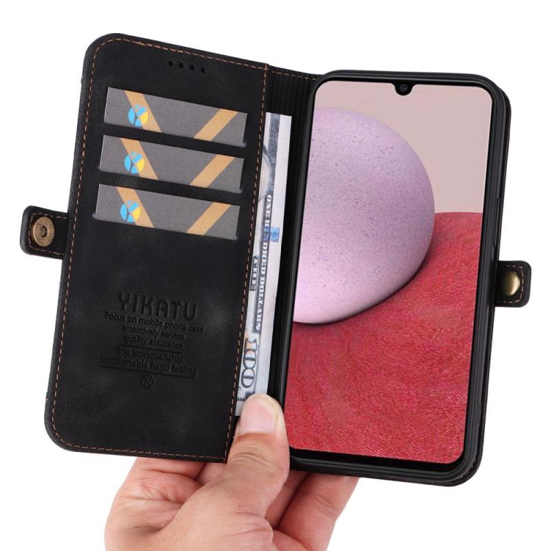 Capa De Couro Para Samsung Galaxy A14 / A14 5G Titular Do Cartão Frontal