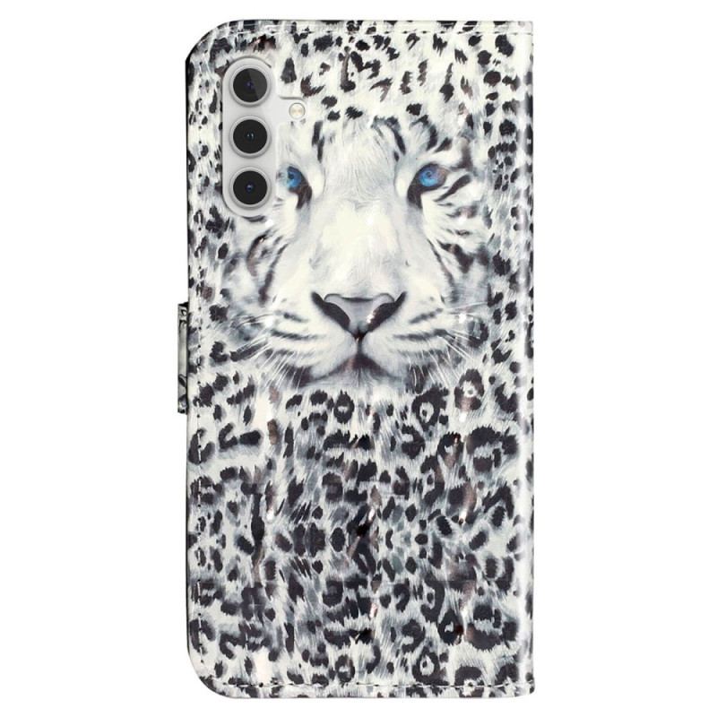 Capa Em Pele Para Samsung Galaxy A14 / A14 5G De Cordão Leopardo Strappy