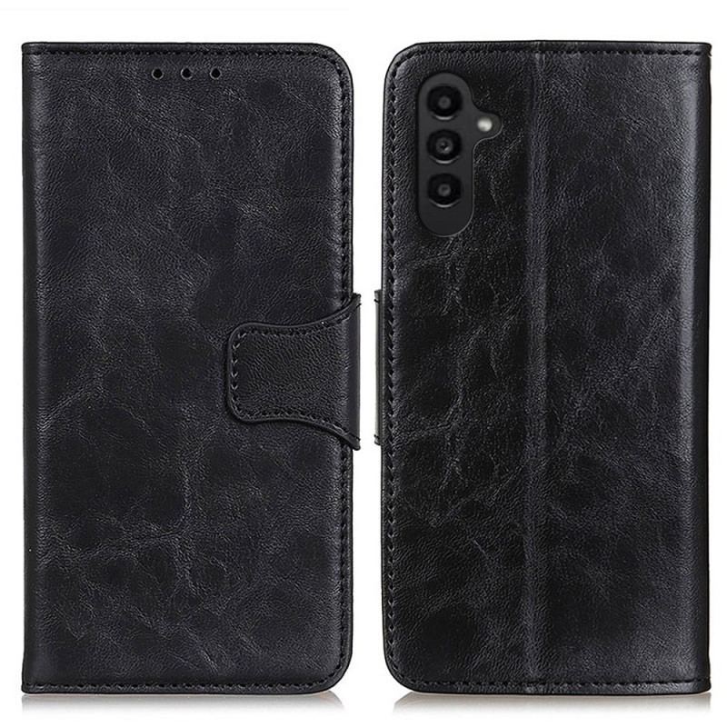 Capa Em Pele Para Samsung Galaxy A14 / A14 5G Fecho Reversível De Couro Rachado
