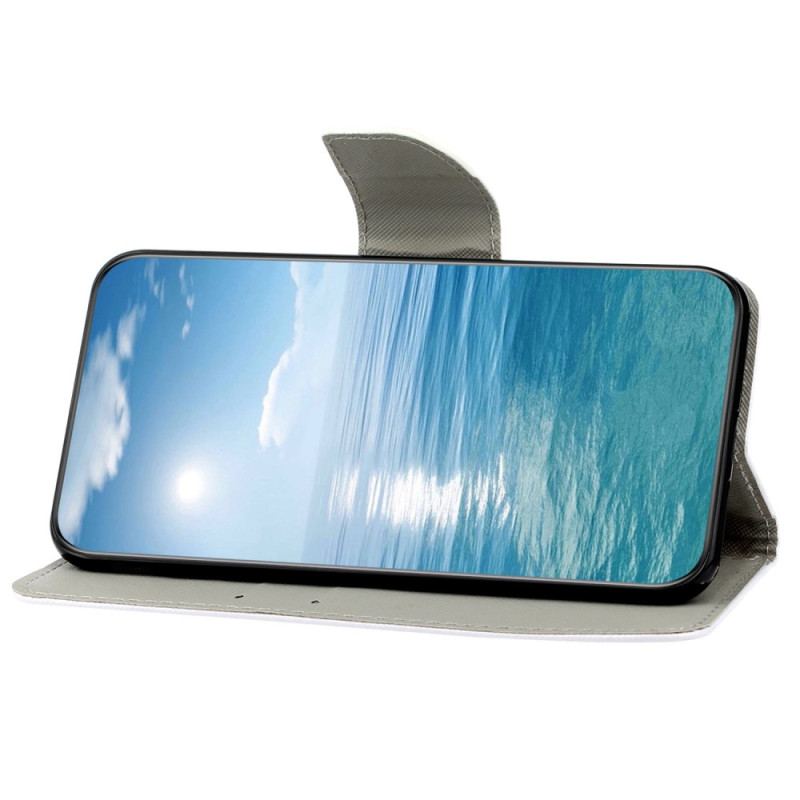 Capa Flip Para Samsung Galaxy A14 / A14 5G De Cordão Elefante Alegre Com Cordão