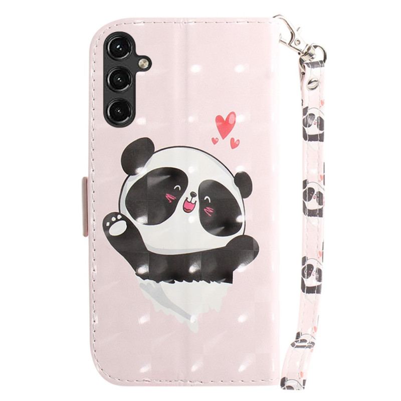 Capa Flip Para Samsung Galaxy A14 / A14 5G De Cordão Panda Love Com Cordão
