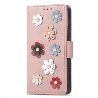 Capa Flip Para Samsung Galaxy A14 / A14 5G Flores Decorativas