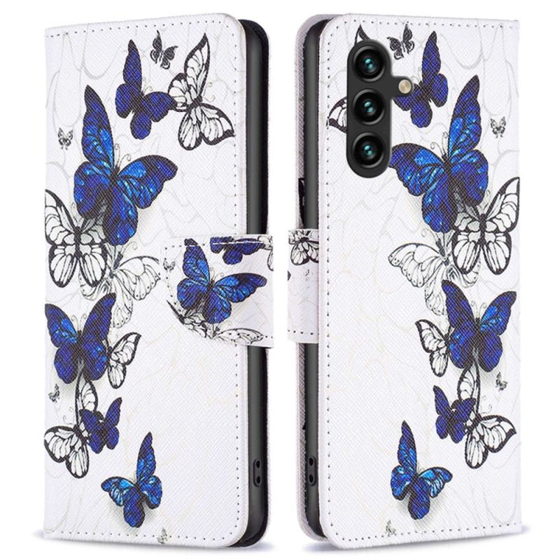 Capa Folio Para Samsung Galaxy A14 / A14 5G Borboletas Coloridas