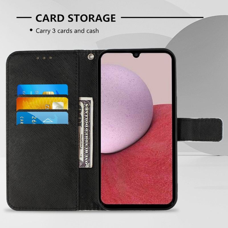 Capa Folio Para Samsung Galaxy A14 / A14 5G De Cordão Crânio Com Alça
