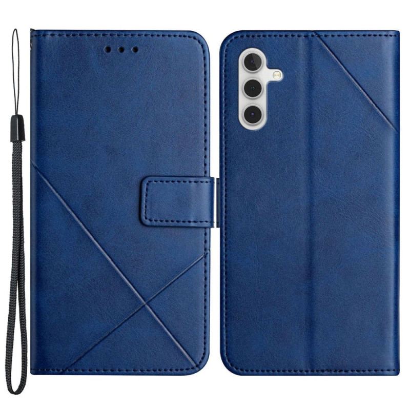 Capa Folio Para Samsung Galaxy A14 / A14 5G De Cordão Estilo De Couro Geométrico Com Tiras