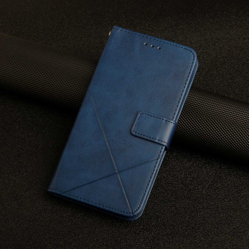 Capa Folio Para Samsung Galaxy A14 / A14 5G De Cordão Estilo De Couro Geométrico Com Tiras