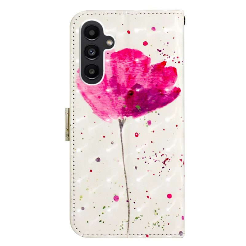Capa Capa Folio Para Samsung Galaxy A14 / A14 5G De Cordão Strap Poppy