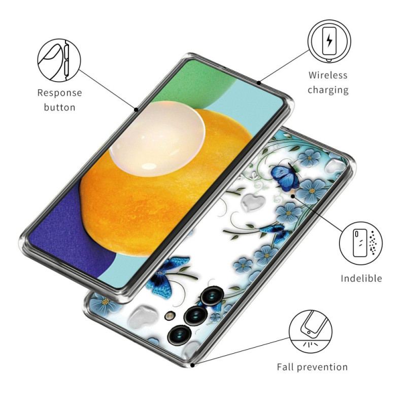 Capa Para Samsung Galaxy A14 / A14 5G Borboletas Transparentes Em Vôo