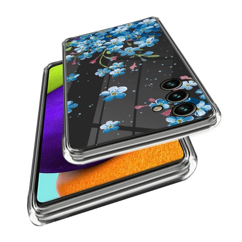 Capa Para Samsung Galaxy A14 / A14 5G Flores Azuis Sem Costura