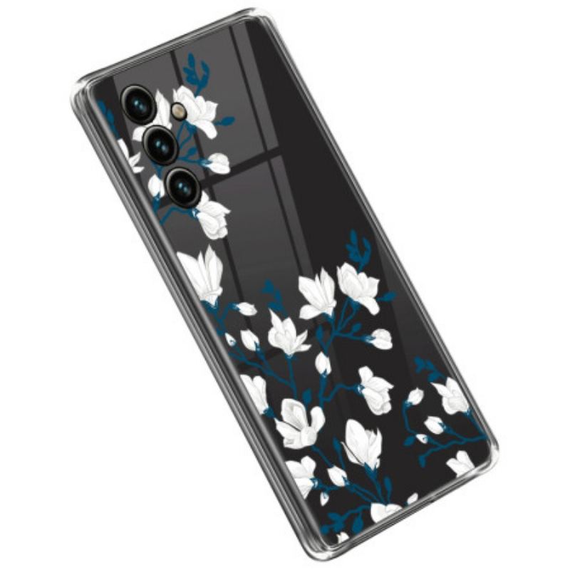 Capa Para Samsung Galaxy A14 / A14 5G Flores Brancas Sem Costura