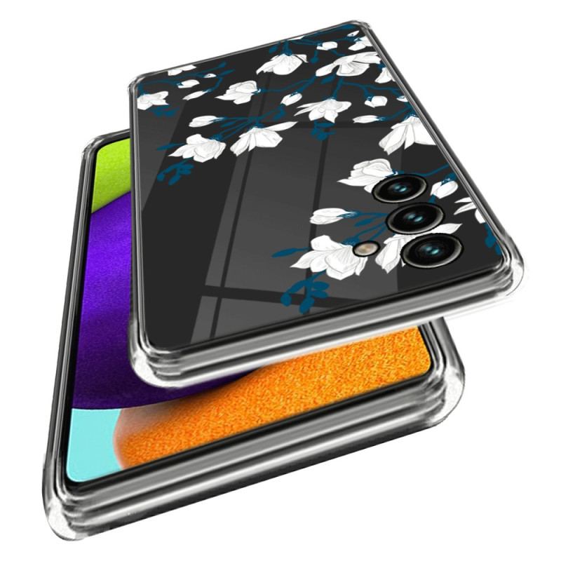 Capa Para Samsung Galaxy A14 / A14 5G Flores Brancas Sem Costura