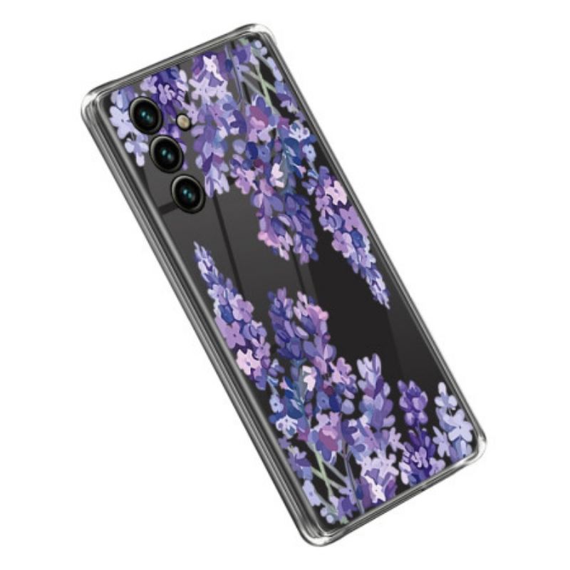 Capa Para Samsung Galaxy A14 / A14 5G Flores Roxas Sem Costura