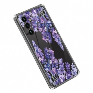 Capa Para Samsung Galaxy A14 / A14 5G Flores Roxas Sem Costura