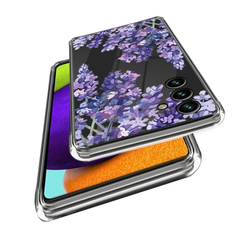 Capa Para Samsung Galaxy A14 / A14 5G Flores Roxas Sem Costura