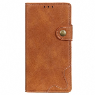 Capa De Couro Para Sony Xperia Pro-I Botão De Costura Artística