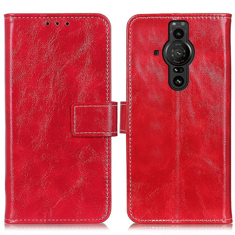 Capa Flip Para Sony Xperia Pro-I Costuras Brilhantes E Expostas